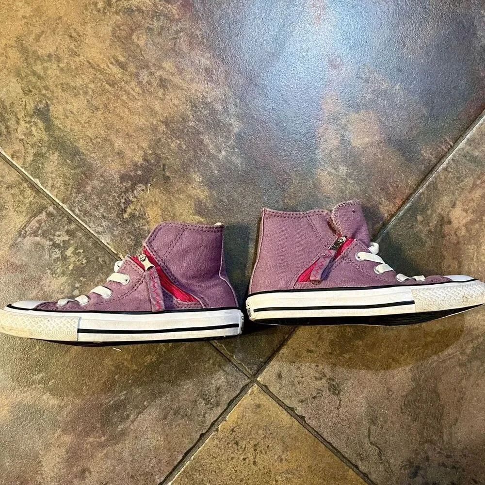 All Star Converse Girl’s Purple Chuck Taylor Zip High Tops 12.5